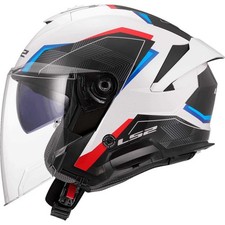 MOTORCYCLE HELMET JET 22.06 LS2 VERSO II AIR WHITE RED BLUE WHITE RED SIZE M