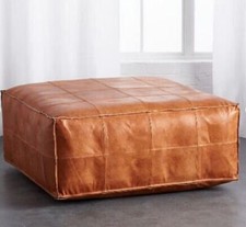 Leather Pouffe Ottoman