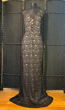Long BLACK GUIPURE LACE GOWN 3XL Extra Tall Bodycon Goth Mermaid Hollywood Drag