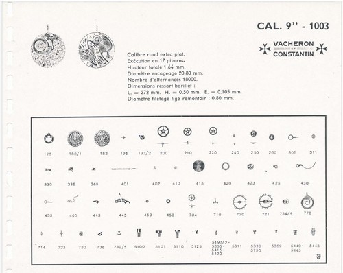 Pieces original parts vacheron - pieces,