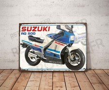 Plaque métal vintage Suzuki RG500 marauder Enseigne Garage Décoration moto Déco