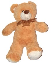 Peluche ours beige blanc nez