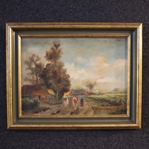 Peinture flamand carré signé - peinture,