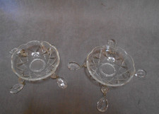 2 Coupelles / Bobèches Anciennes en verre avec pampilles pour lustre