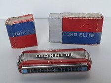 Ancien armonica Echo Élite HOHNER en métal + boite des années 1940 fonctionne