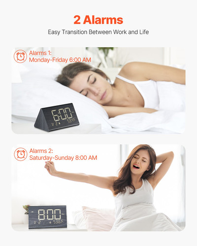 Digital alarm clock - digital, wooden