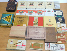 LOT BOITE à cigare métal bois CIGAR BOX TIN vintage DOMINO panter MINOR tabacos