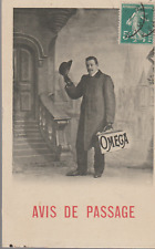 Old postcard advertising representative Omega watches - notice of passage