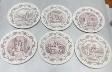 VTG French Transferware Plates set of 6 Mariage A La Campagne Wedding dessert