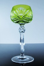 ANTIQUE LARGE 1 WINE GLASS CRYSTAL DOUBLE COLOR KNITEL FAKIRIS KARAT BOHEMIAN 