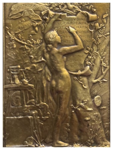 Médaille bronze femme nue - ",