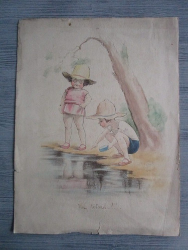 Aquarelle ancienne signée e - aquarelle,