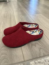 Berkemann Wool Felt  Clogs Shoes Womens Size 8-8,5 Red Slip On Slippers Comfort