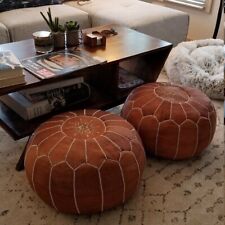 Pouffe Ronde Vintage En Cuir