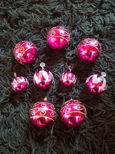 Lot anciennes boules rose - lot,