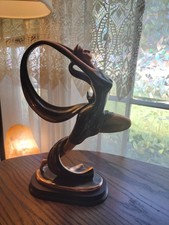 Vintage 11.5" Graceful Art Deco Dancer Cold Cast Copper Antique Lacquered Finish