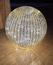 Zara Home Fluted Lighted Mercury Glass  Orb Sphere Pottery Barn Dupe NEW