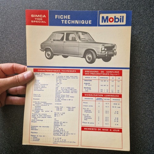 Simca 1100 fiche technique - simca, s