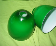 1 One Tulip Opaline Reflector Lampshade Student Lamp Green Blown Glass 