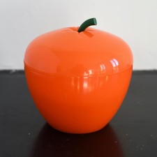 Orange Apple Ice Bucket 1970 Vintage Plastic Design Space Age Pop