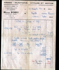 LEVROUX (36) PEUGEOT DEALER AGENCY / BICYCLES MOTORCYCLES WEAPONS "ROUET" in 1959