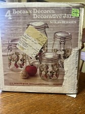 4 Bocaux Décorés Decorative Jars  Strawberries