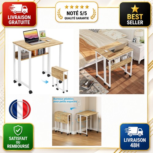 Bureau pliable roulettes - à,