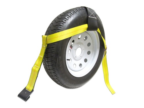 Tow dolly wheel basket - tow, straps