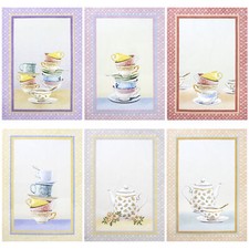 Set 6 Torchons Cuisine Tasses Et Théières Torchons Shabby Chic en Coton 6872