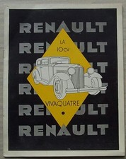 RENAULT 10CV VIVAQUATRE Car Sales Brochure 1932 FRENCH TEXT #V.123-9-31