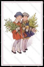 Illustratori Artist Signed Kranzle ? Girls Christmas cartolina ZG7637