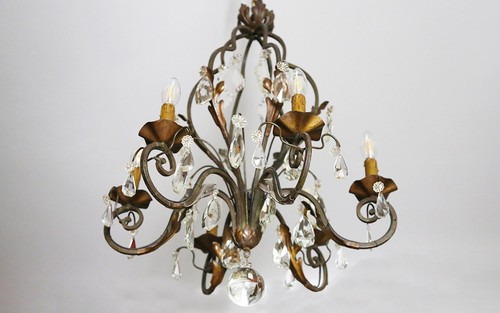 Wrought iron chandelier 1900s - wrought, chandelier,
