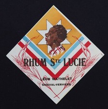 Ancienne étiquette RHUM Sainte-Lucie Wathelet Ensival Verviers french label