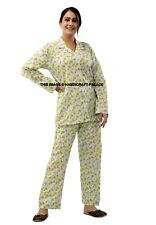 Pyjama pour Femmes Pâle Coton Bleu Complet Longueur Flamingo Imprimé