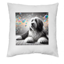 HOUSSE DE COUSSIN  PERSONNALISABLE Chien BEARDED COLLIE