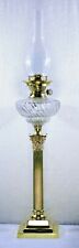 BACCARAT (BAMBOU) CRYSTAL, HINKS + CORINTHIAN COLUMN BANQUET KEROSENE OIL LAMP