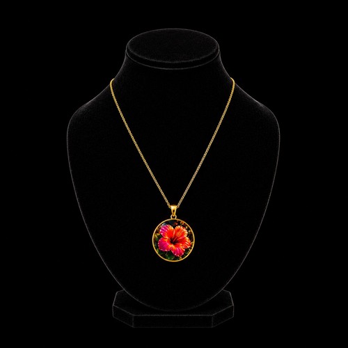 Collier fleur hibiscus fait - collier,