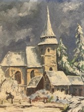 Belle Peinture Paysage Eglise