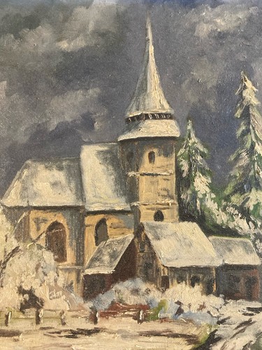Belle peinture paysage - paysage, eglise