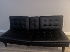 Black leather futon, great condition 