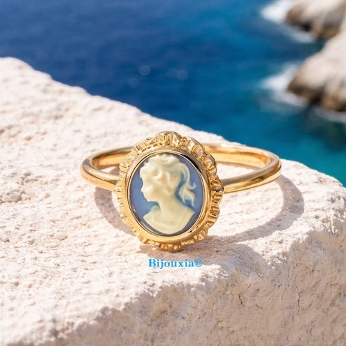 Bague camée bleu - camée,