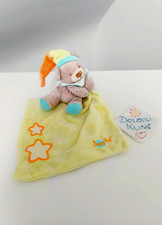 Doudou Plat/Mouchoir Pantin Ours Vert Orange Bleu Étoiles Luminescent - Baby Nat