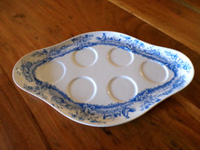 Plat a coquetiers faïence anglaise Poultry décor poules canards bleus ( ref 48 )