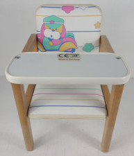 Vintage Doll High Chair Made by Geuther Germany Padded seat tray wood 13"