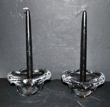 DAUM lot of 2 vintage crystal candle holders signed Daum France - DESIGN 1960