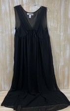 Contessa Di Roma Black Lingerie Chiffon Sheer Nightgown Size XL