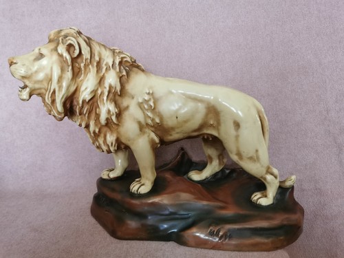 Statue lion céramique - lion, en
