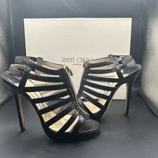Jimmy Choo Glenys Platform Elaphe Sandal Snake 35.5 Black