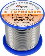 BOBINE DE FIL A SOUDER AVEC AME DECAPANTE 1mm 250 g étain 60% plomb 40%