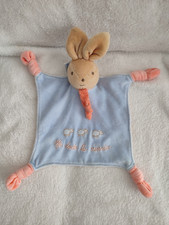 Doudou Plat lapin bleu rose